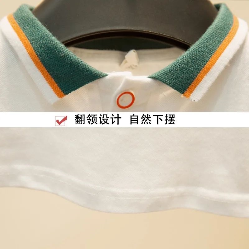 儿童t恤男童短袖polo衫中小童白色体恤棉翻领套头男女童夏装薄