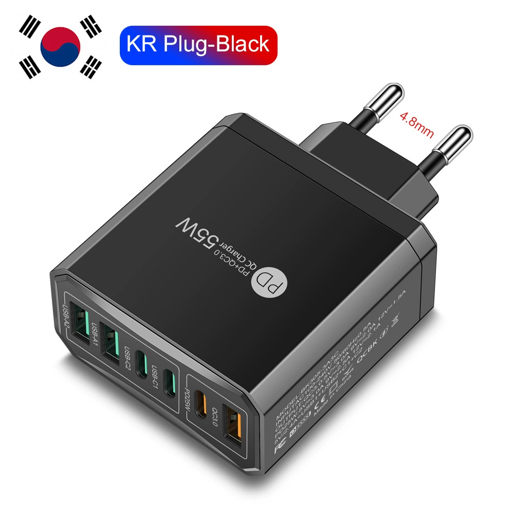 Быстрое зарядное для мобильного телефона 3PD+3USB, дорожный блок, стандарты PD55W QC3.0+PD25W