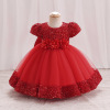 Nail sequins, dress, girl's skirt, small princess costume, 2023 collection, with short sleeve, tutu skirt, wholesale