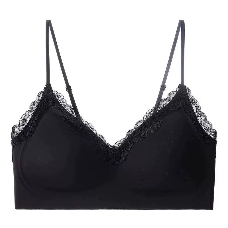 Nuevo lujo ligero sin anillo de acero ropa interior damas sujetador de encaje francés borde cómodo juntar barras de gelatina sujetador de soporte suave image 7