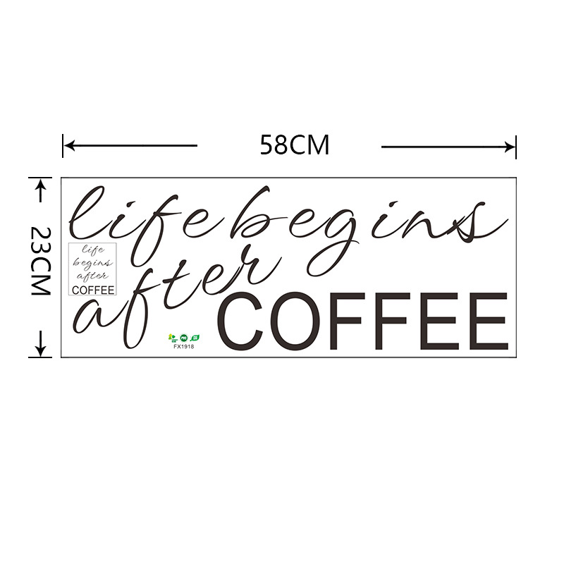 Simple English Slogan Coffee Wall Sticker Wholesale display picture 2