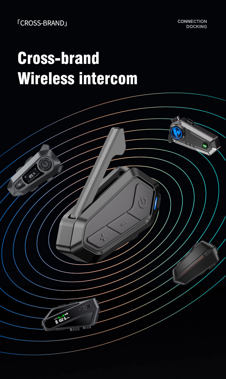 New Cross-Border Model Released: 4-Person Multi-Intercom Motorcycle Helmet Bluetooth Headset, Waterproof and Wind Noise Reduction Riding Headset