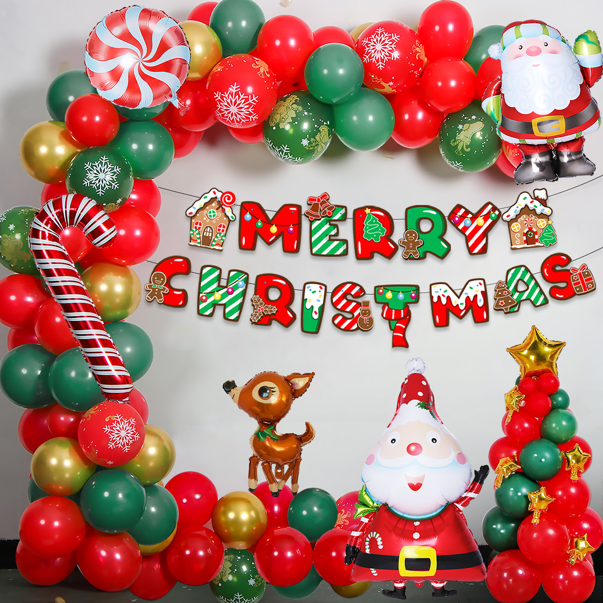 Globo decorativo globo de Navidad partido diseño escena a juego redondo de látex película de aluminio FIESTA DE Navidad globo