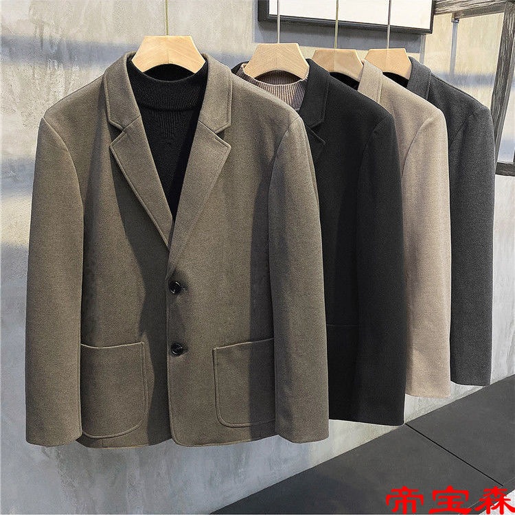 thickening Autumn and winter handsome Korean Edition Fur man 's suit Retro leisure time Trend Small suit coat man keep warm jacket