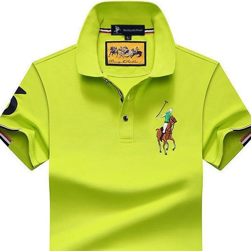 Genuine Paul T-shirt Short-sleeved Men's POLO Shirt Ma Biao Embroidered Lasel T-shirt Large Size Loose Chubby Top Half-sleeved