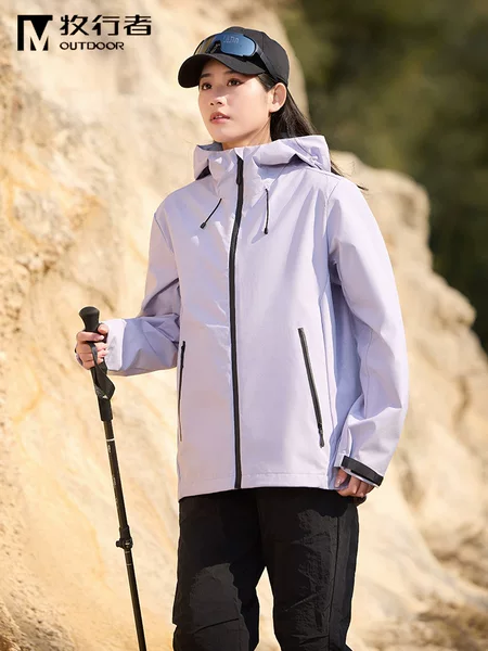 Spring 25 New Men's and Women's Quantitative Outdoor Single-Shot Windproof and Waterproof Couple Hooded Jacket with Printable Logo