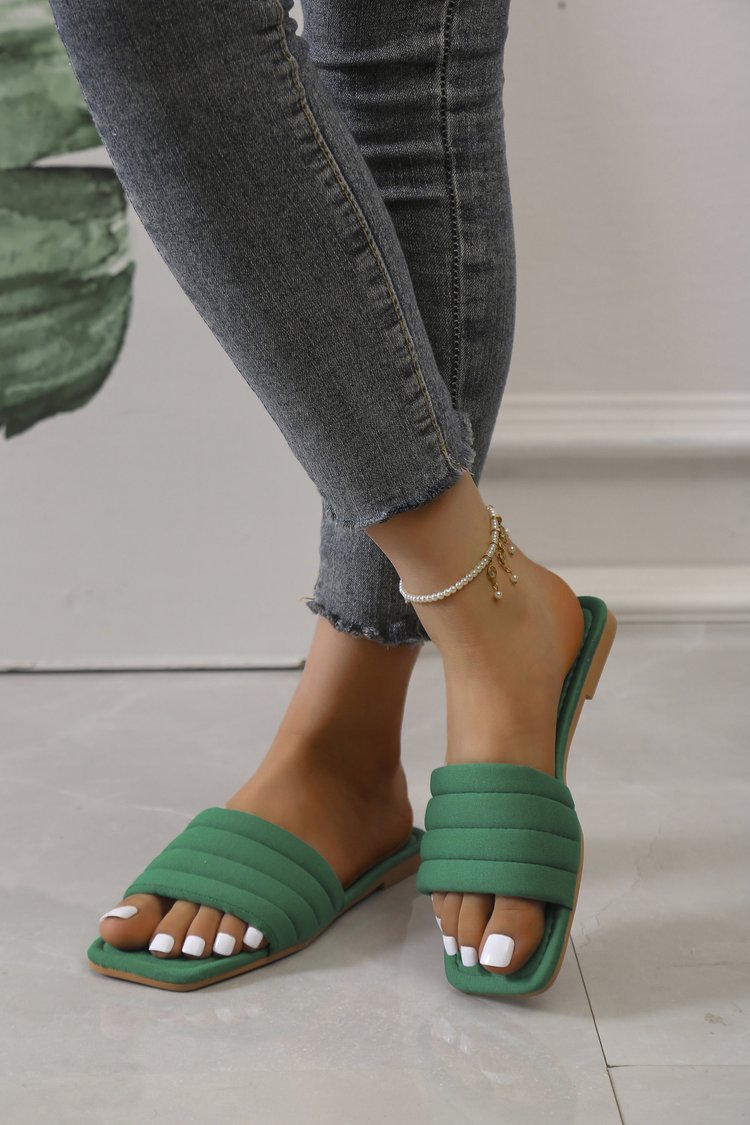 Women's Ladies Slides Indoor Leather Fabric Waterproof Non-Slip Flip Flops_voghion.com