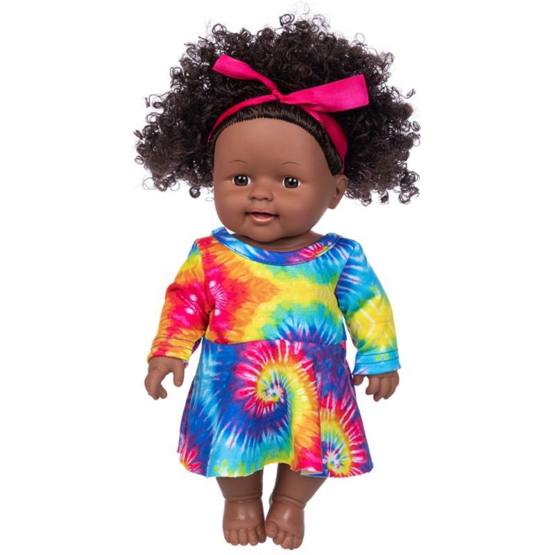 Transfronterizo de 12 pulgadas artificial bebé renacido muñeca Africana bebé muñeca de vestir muñeca de juguete modelo de muñeca de vinilo