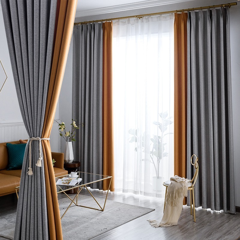 Clearance thickening Cotton and hemp Northern Europe Curtains shading finished product bedroom a living room to ground Windows Color matching Shade cloth