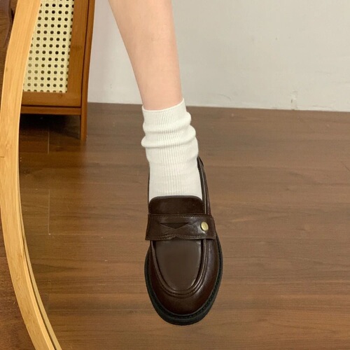 Simple and fashionable jk small leather shoes, uniform, skirt, thick and single shoes, 2026 spring new style Japanese all-matching loafer shoes for women