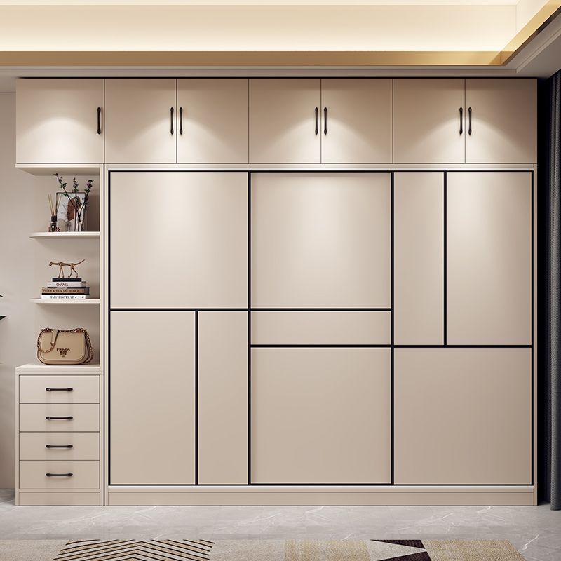 Solid Wood Wardrobe Home Bedroom Sliding Door Storage Cabinet Small Apartment Large Wardrobe Children's Storage Cabinet
