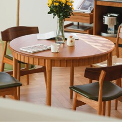 集美円卓北欧シンプル小戸型現代実木桜桃木原木食卓家庭用レジャー食卓