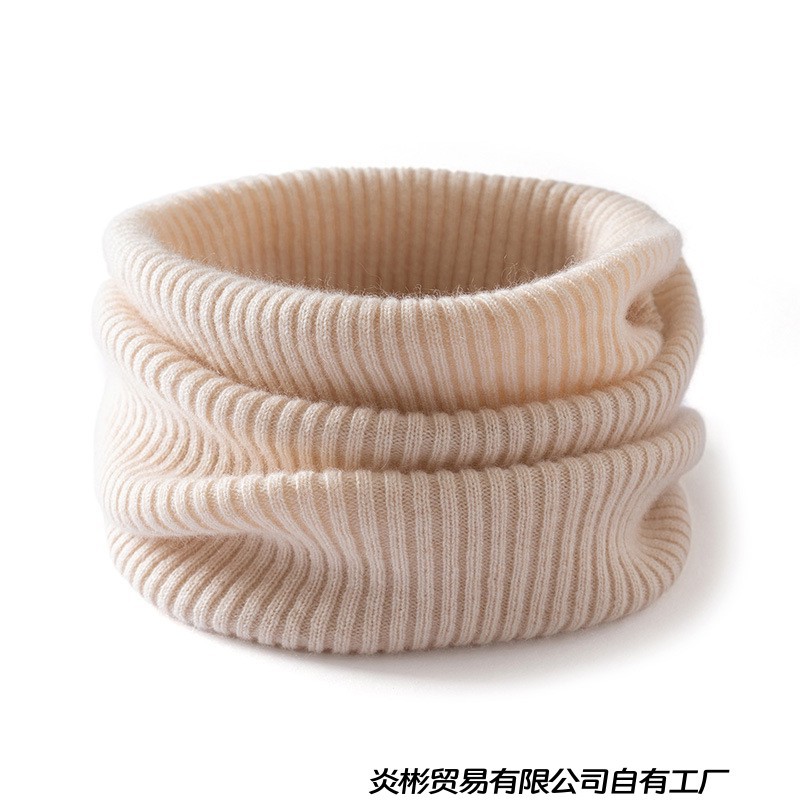 Wholesale cross-border cashmere neck warmer for women, goat cashmere, fashionable ribbed solid color, warm and cold-proof neck protector, knitted scarf