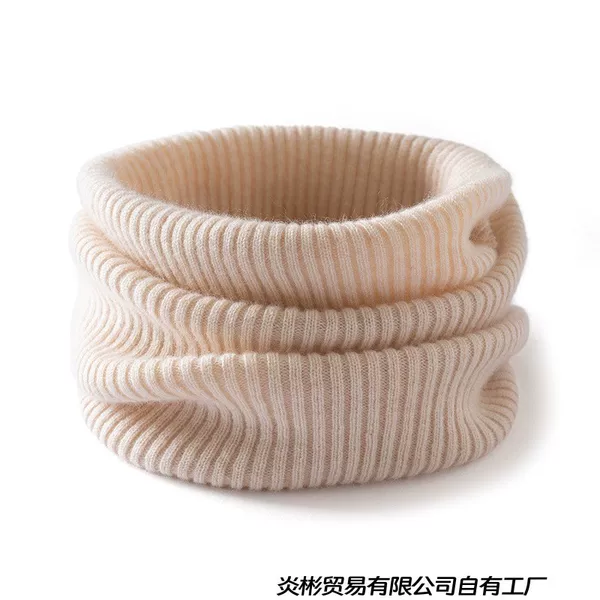 Wholesale cross-border cashmere neck warmer for women, goat cashmere, fashionable ribbed solid color, warm and cold-proof neck protector, knitted scarf
