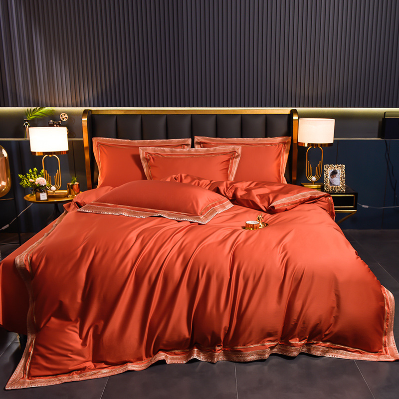 100 algodón australiano largo algodón satin homenaje bordado cuatro piezas set de algodón desnudo cama cama cama de gama alta