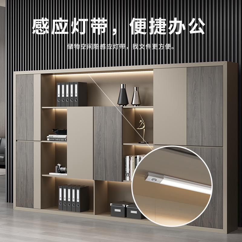Librería de oficina, archivador, mueble de oficina para jefe, estilo ligero de lujo, mueble de oficina ejecutivo multifuncional de madera maciza al por mayor