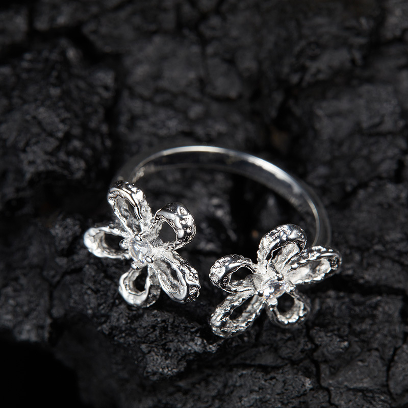 3g Weight Zircon Inlay Material Rings, Jewelry Set Classification cable chain Chain Type 1 Piece Quantity Casual, Daily Occasion 925 Sterling Silver Material Book, Flower Pattern All Seasons Season Women's Gender Elegant, Sweet, Simple Style, Korean Style Style 1 Piece 925 Sterling Silver Book Flower Zircon Cable Chain Rings Jewelry Set 6