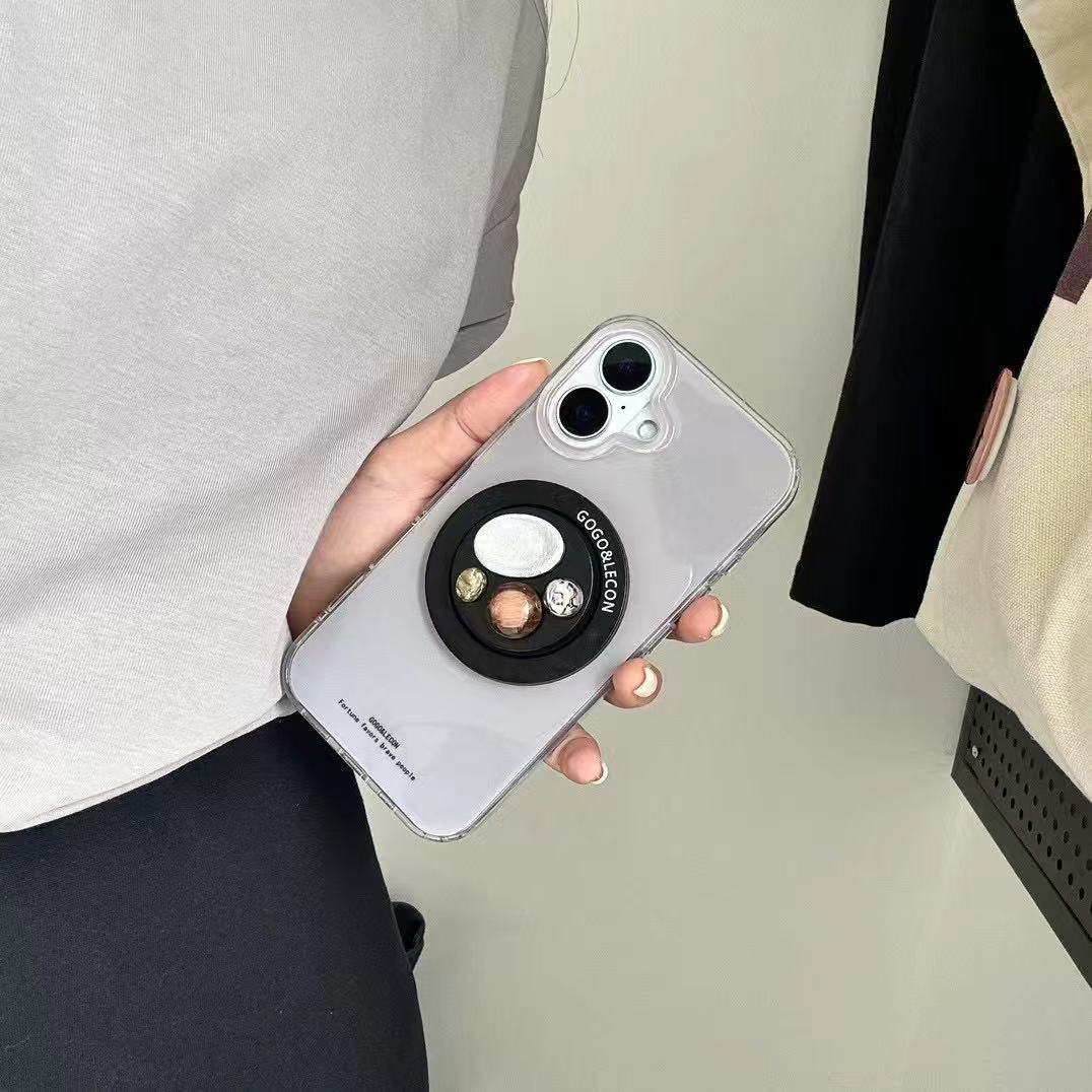 Soporte de gema magnética gris ahumado de estilo coreano para iPhone16ProMax Apple 14/15 funda para teléfono móvil 13