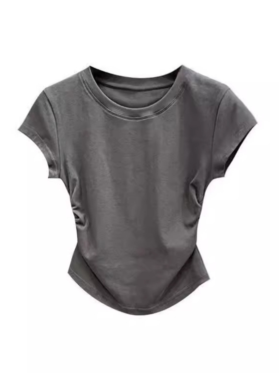 ins ホットガール純粋な欲望ウエスト tシャツ半袖女性の夏の韓国スタイル無地底プルオーバースリム半袖トップ女性のトレンディな