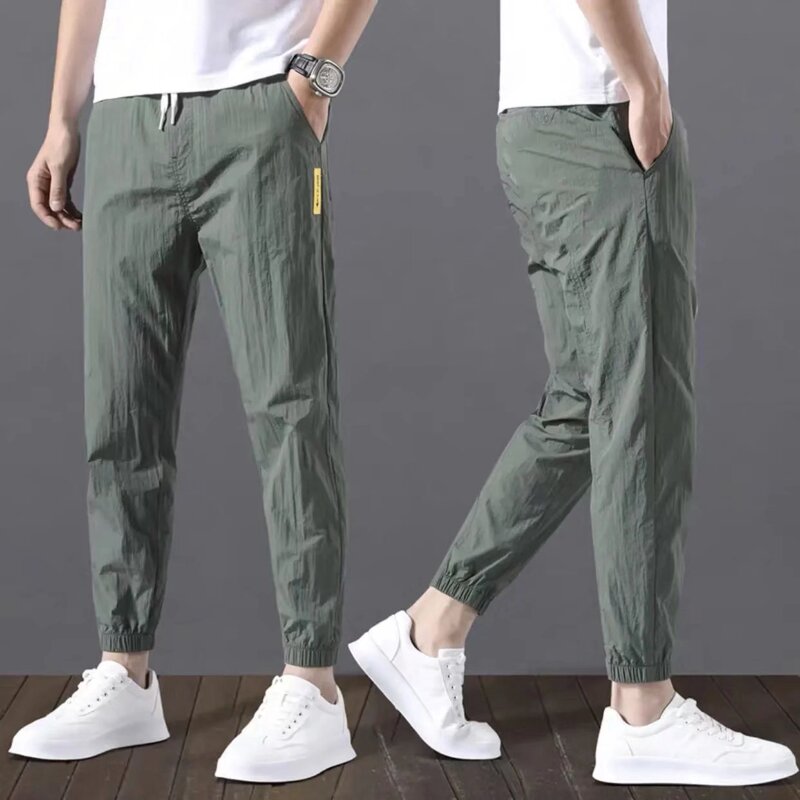 Cross-border Men's Pants Casual Ankle-length Pants Men's Trendy Loose Sports Pants Ice Silk Summer Thin Men's Korean Style Ankle-length Pants