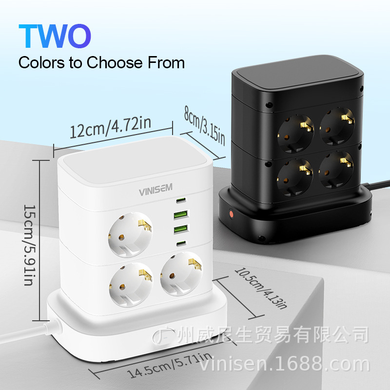 Comercio exterior transfronterizo Amazon enchufe vertical de torre multicapa de estilo europeo exportación creativa de placa de enchufe de cable USB estándar europeo