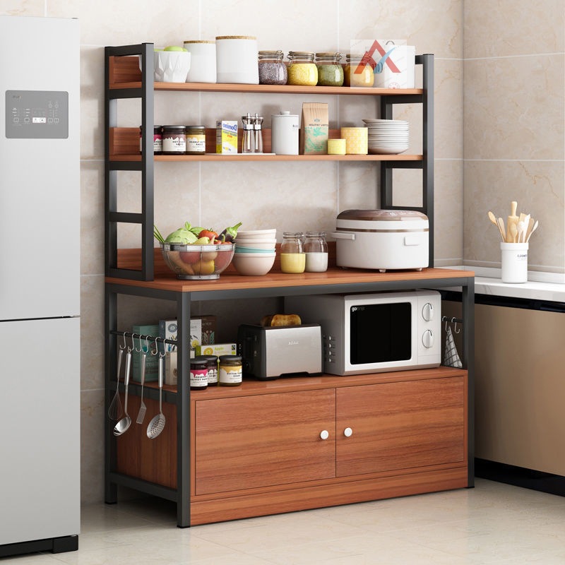 kitchen Shelf Vegetable Cupboard cupboard Storage Storage cabinet Stove to ground multi-storey Microwave oven food Shelf