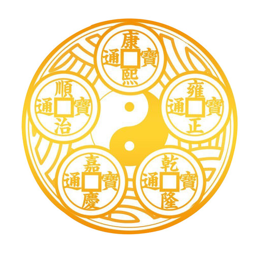 Chinese Knot Five Emperors Money Resolve Door to Door Genuine Entry Copper Coin Auspicious Knot Metal Door Sticker Door Pendant Fu Ping An