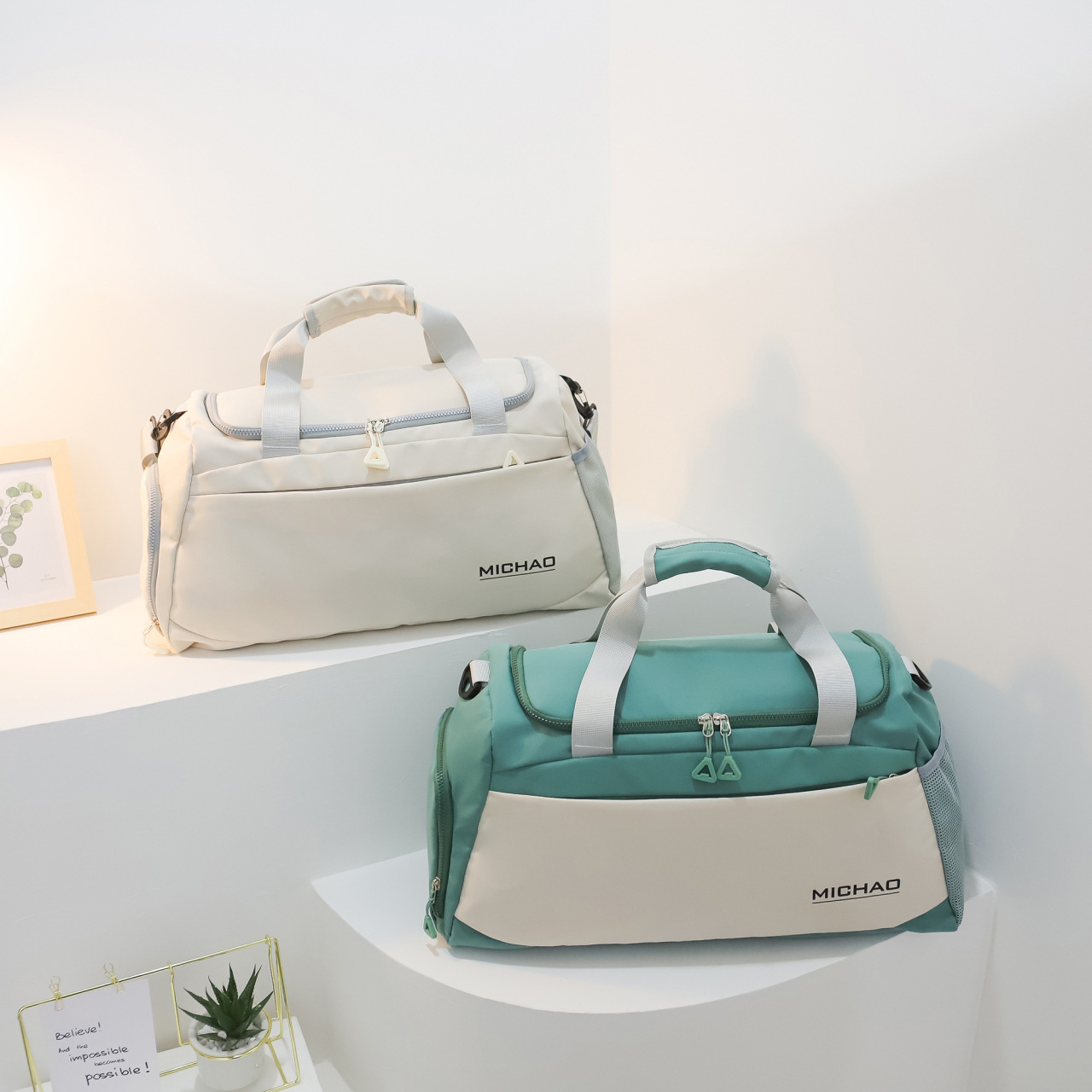 Nueva bolsa de fitness de separación en húmedo y seco logotipo impreso para mujer bolsa de viaje de gran capacidad trolley con bolsa de equipaje de almacén de zapatos independiente