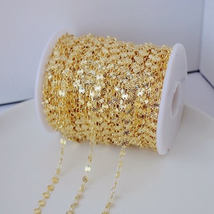 Accessories link diy gold-plated necklace chain exquisite 14K gold bracelet material hand-cut grain round piece