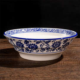 3OBR批发面碗青花瓷商用陶瓷圆形复古风米线粉烩面麻辣烫碗中式餐