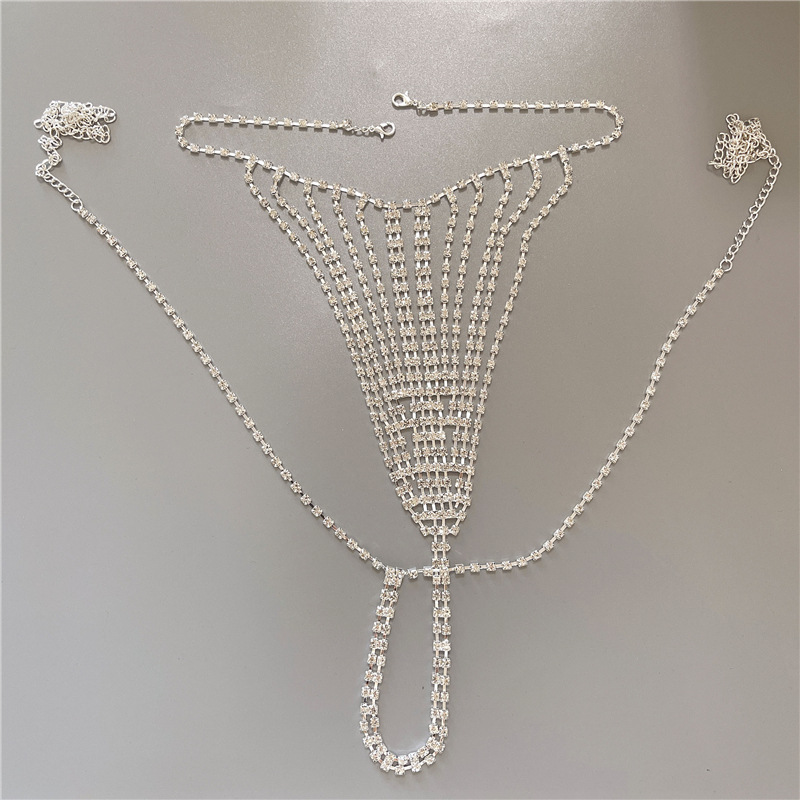 2022 New Accessories Full Diamond Sling Tassel Bra Thong Body Chain Set display picture 6