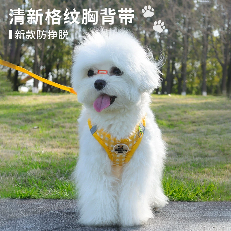 Новая шлейка для кошек с новым клетчатым узором, защита от побега, универсальная шлейка для кошек и собак.