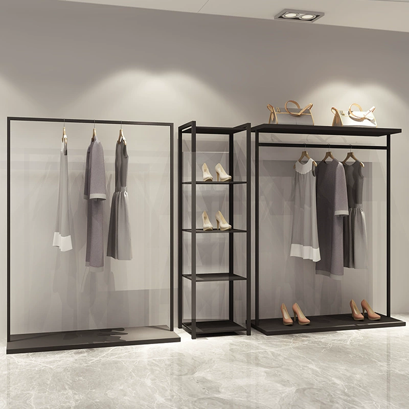 Clothing store display rack hanging rack floor men's and women's clothing shop clothing shelf clothes display shelf simple clothing rack