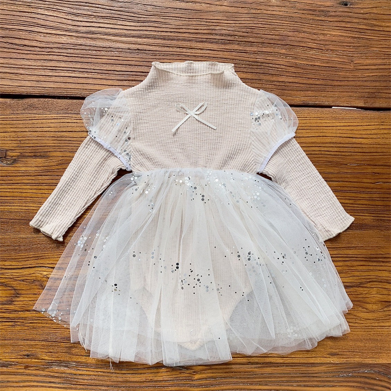 Estilo coreano ropa para niños bebé princesa mameluco vestido-año-viejo bebé de una sola pieza mullido vestido de gasa bolsa de primavera pedo pequeña falda image 5