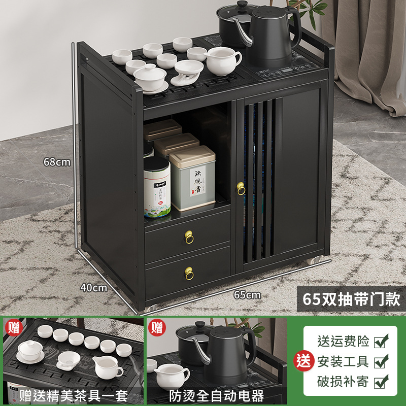 Mesa de té móvil balcón casa pequeña mesa de té carrito de té hervidor de agua integrado gabinete de té con ruedas mesa lateral de té juego de té traje