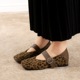8866-2 square headed leopard print color blocked Mary Jane shoes with a raised buckle inside, single shoe, casual evening style commuting women's shoes