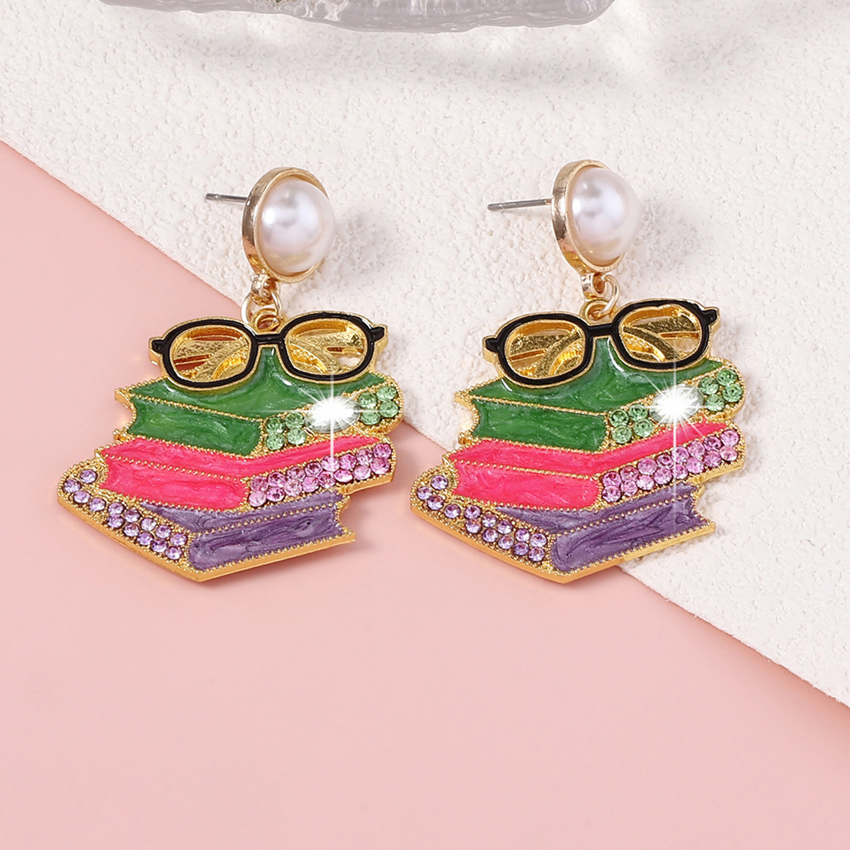 Pendientes Con Diseño Creativo Personalizado, Bonitos Y Exquisitos Libros, Pendientes De Gota De Doctor, Perlas De Imitación, Gafas De Moda, Pendientes De Nicho display picture 12