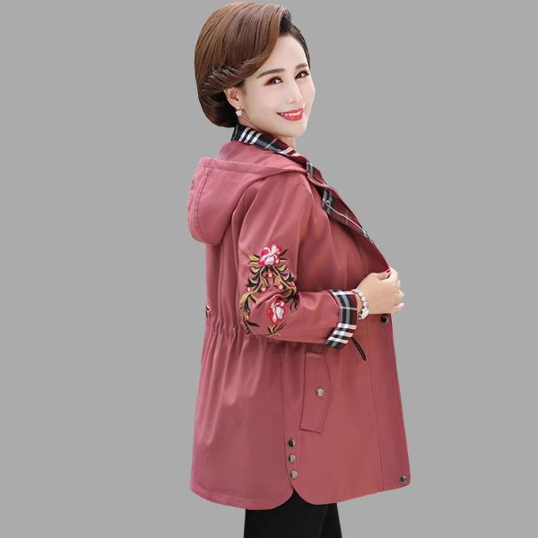 Mom's Trench Coat 2023 Spring and Autumn New Style, Elegant and Noble Large Size Jacket for Middle-Aged and Elderly Women, Fashionable Spring Top