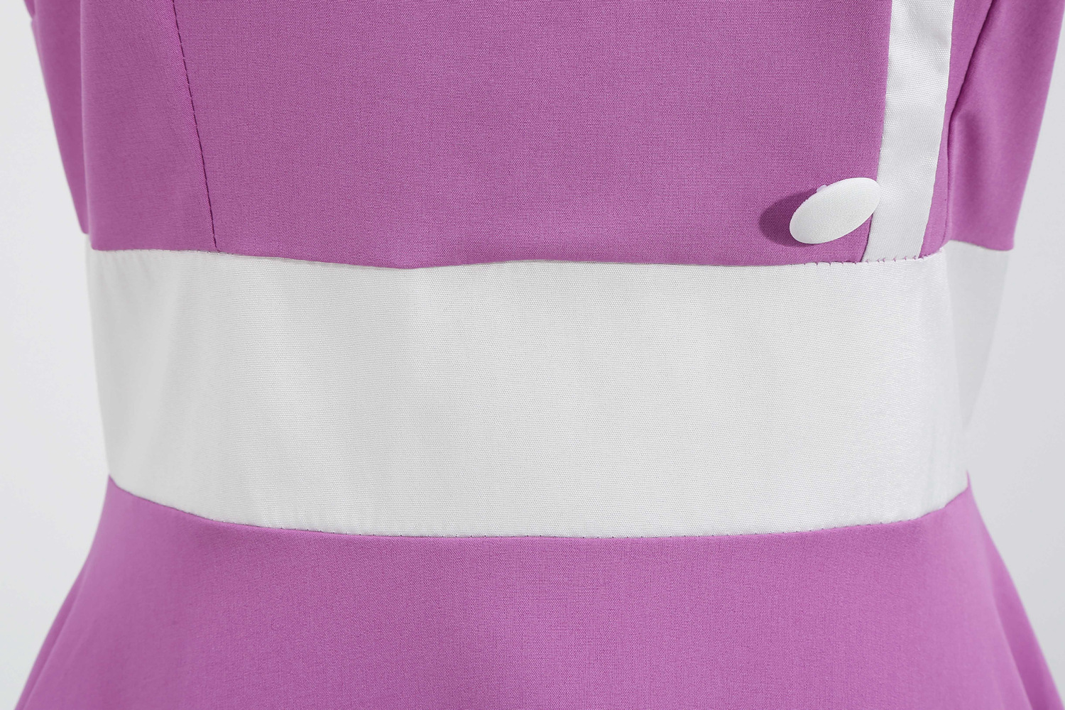  Femmes Hepburn rétro blanc rayure couture fausse simple boutonnage décoratif couleur unie grande jupe_voghion.com