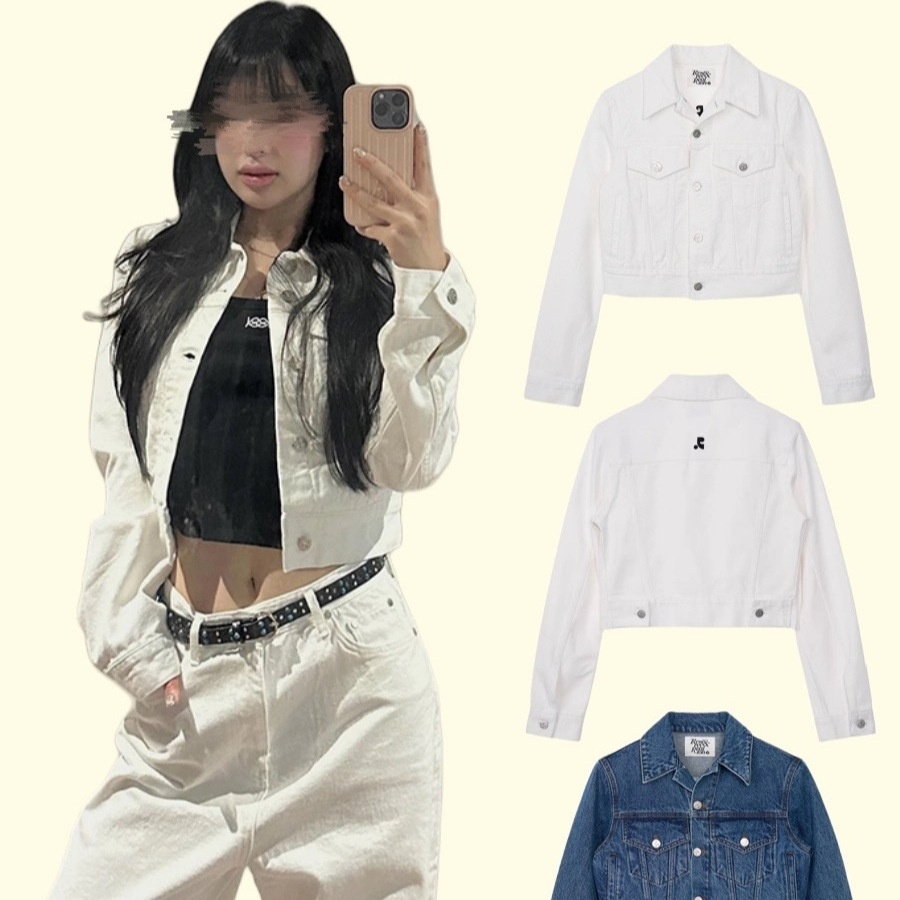 Jimo Original Rr Letter Short 25 Autumn New Women's Denim Cardigan Washed Vintage Turn-Down Collar Women's Jacket