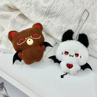 可爱小恶魔毛绒挂件万圣节蝙蝠熊熊猫钥匙扣包包挂饰卡通玩偶