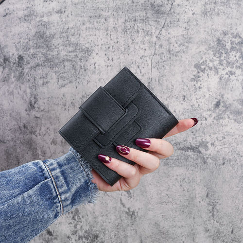 Simple wallet for women, girly heart folding short coin purse, fashionable mini student cute card holder, dual purpose wallet