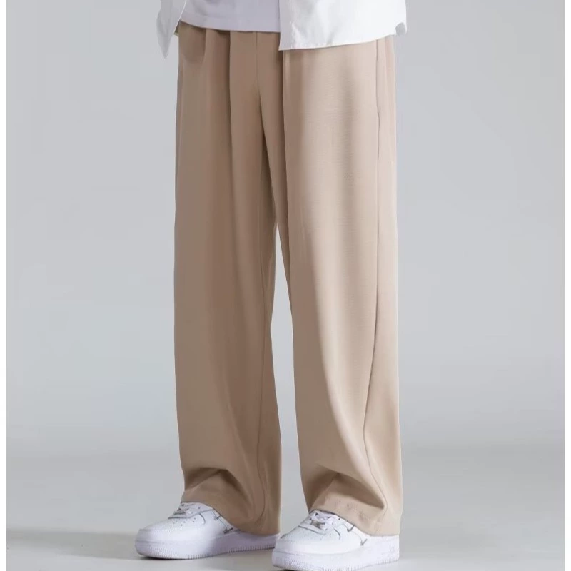 2025 Летние брюки из ледяного шелка для мужчин, тонкие прямые драпированные брюки, спортивные брюки для мужчин, широкие повседневные брюки, дропшиппинг