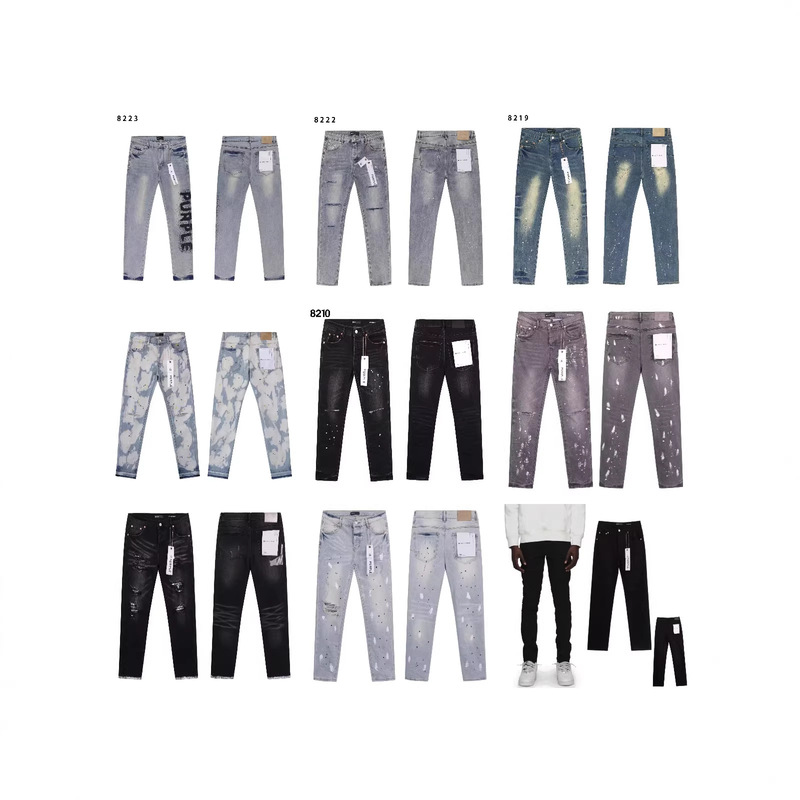 New Cross-Border Model Purple-B Playful Stretch Denim Embroidered Skinny Jeans with Handmade Vintage and Distressed Effects