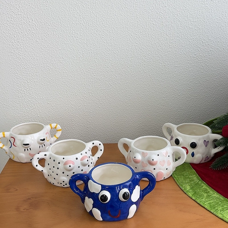 (Cross-border trading), design ceramic cartoon capacious tea cup with glass, tableware