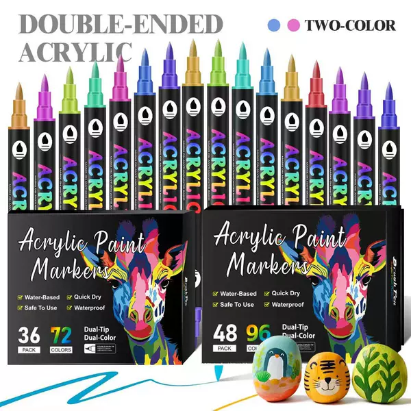 Amazon's Best-Selling 240 Dual-Tip Dual-Color Acrylic Markers Soft-Tip Children's Drawing Pens Stationery Set Graffiti Pens