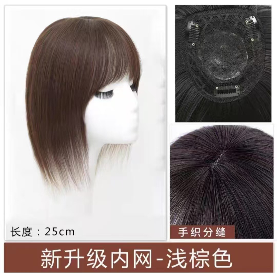 Peruca aire mejilla de cabeza cubierta de seda de alta temperatura cabello blanco ligero bloque natural de cabello recto pieza de cabello para mujeres