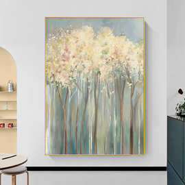 美式简约发财树玄关装饰画过道走廊挂画客厅入户楼梯大幅落地壁画