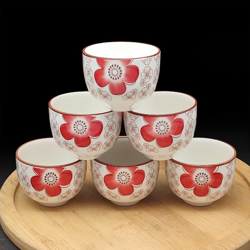 [Pequeña venta al por mayor] Taza de té de cerámica, taza de agua, nueva taza de boda china, taza de río de color bajo vidriado 120 ml