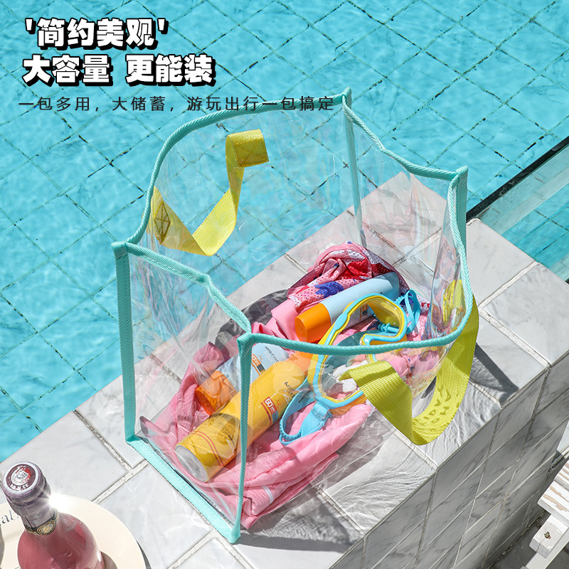 Verano fresco bolsas de playa de color de mano impermeable PVC bolsas de natación transparentes bolsas de mujer bolsas de ropa corta distancia
